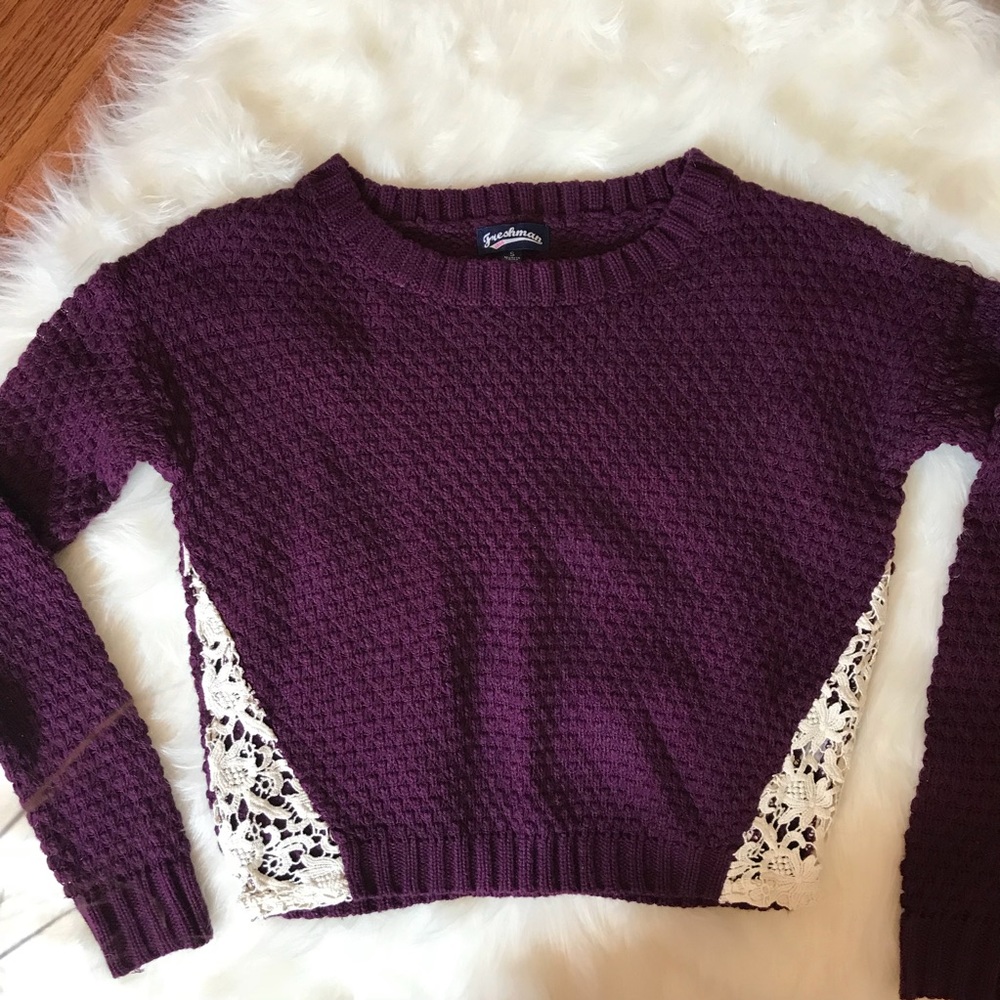 Plum Sweater - Lace Detail
